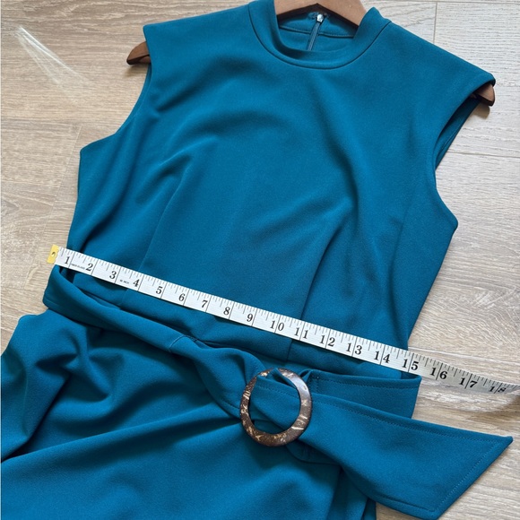 Calvin Klein Mock Neck Sleeveless Belted Midi Dress – Size 8 - Picture 12 of 13